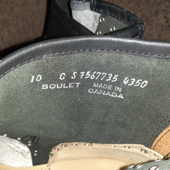 BOULET-Engineer Biker Boot-Black Leather-Studded-Side Zip-Buckle Strap-Sz 10-NEW - Picture 7 of 9